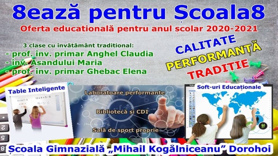 8ează pentru Școala8 – Vezi oferta educațională pentru anul școlar 2020-2021